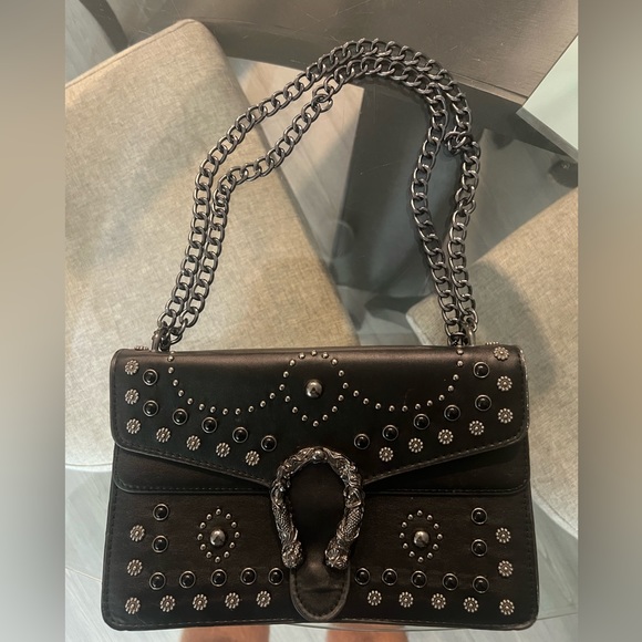 Black studded leather purse - Picture 2 of 2